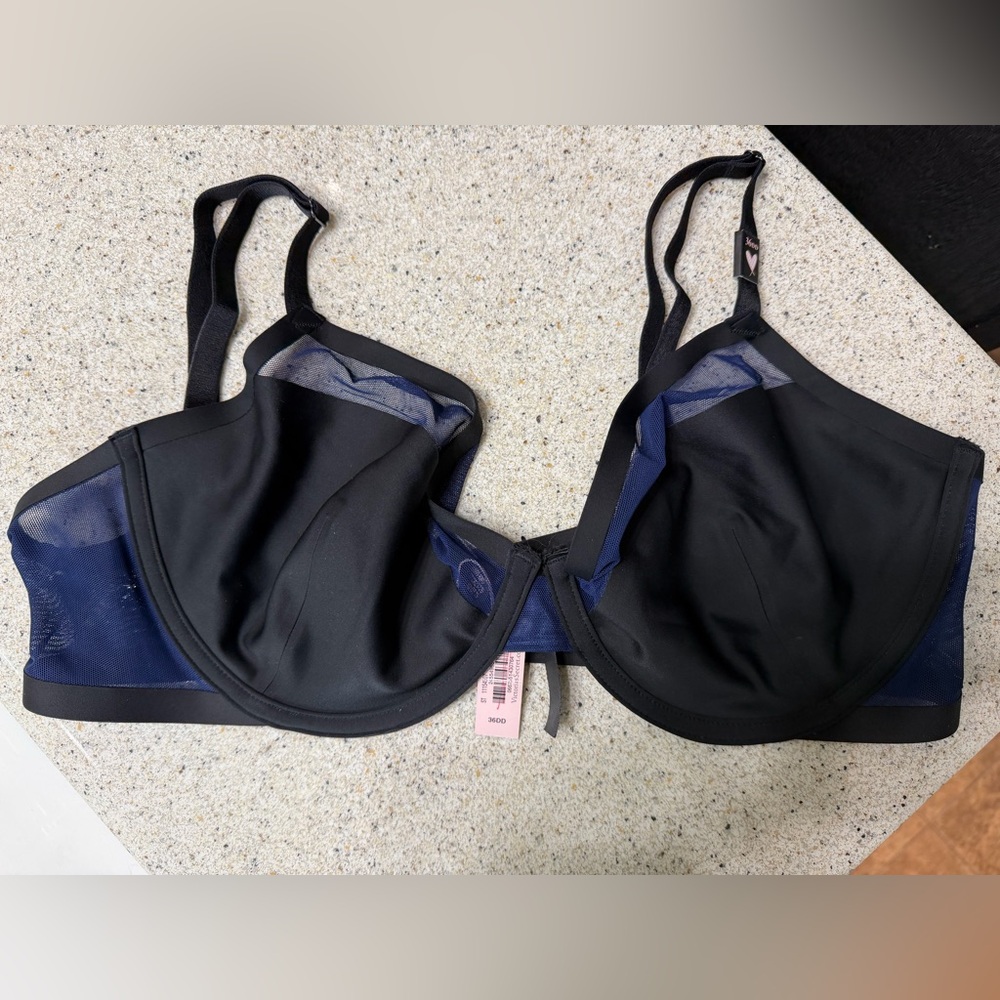 Victoria's Secret Black and Navy Unlined Underwire Bra